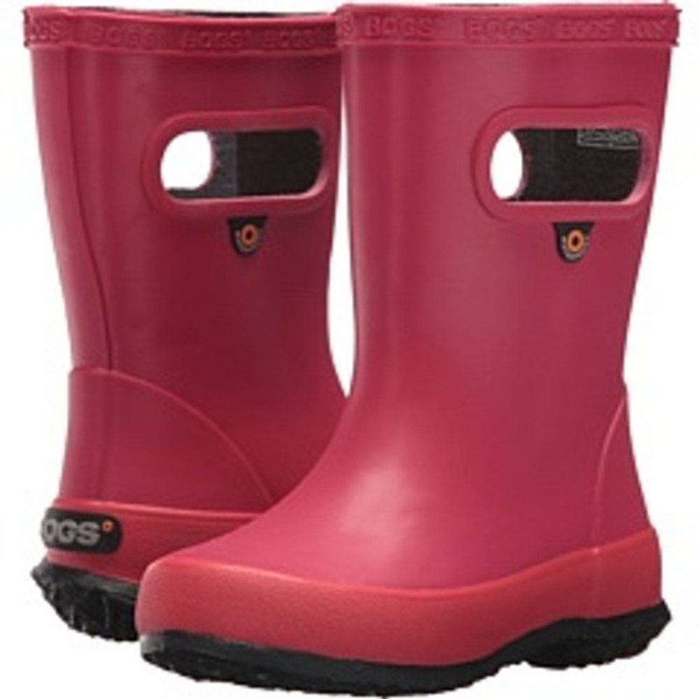 Bogs Skipper Solid Rain Boots Kids Size 3 Red Good Waterproof Pull On Handle
